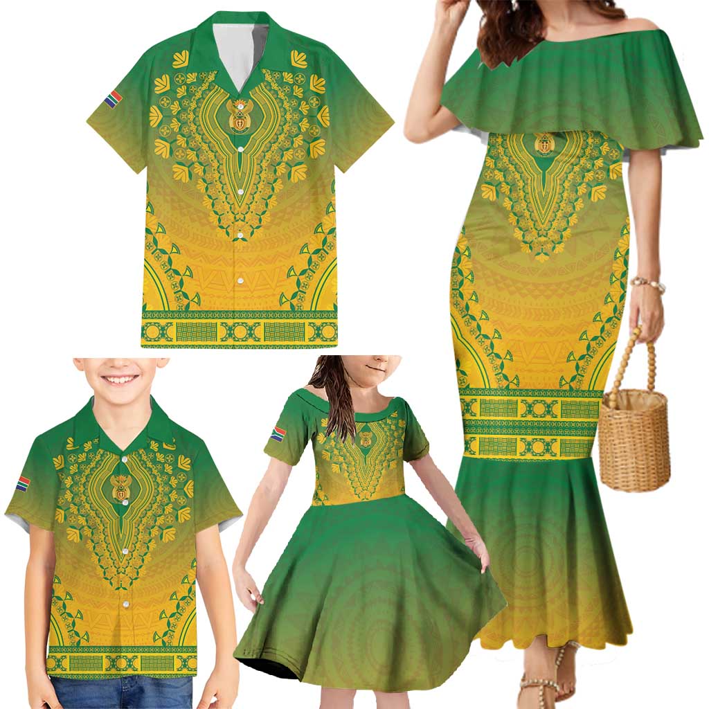 Personalized South Africa African Dashiki Family Matching Mermaid Dress and Hawaiian Shirt - Wonder Print Shop
