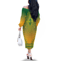 Personalized South Africa African Dashiki Family Matching Off The Shoulder Long Sleeve Dress and Hawaiian Shirt - Wonder Print Shop