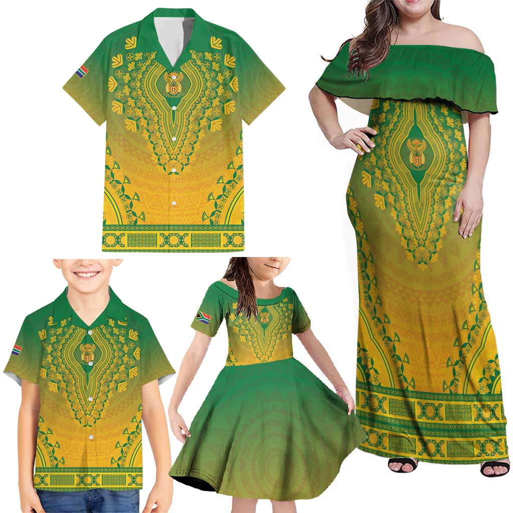 Personalized South Africa African Dashiki Family Matching Off Shoulder Maxi Dress and Hawaiian Shirt - Wonder Print Shop