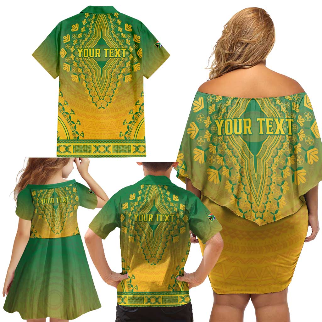 Personalized South Africa African Dashiki Family Matching Off Shoulder Short Dress and Hawaiian Shirt - Wonder Print Shop