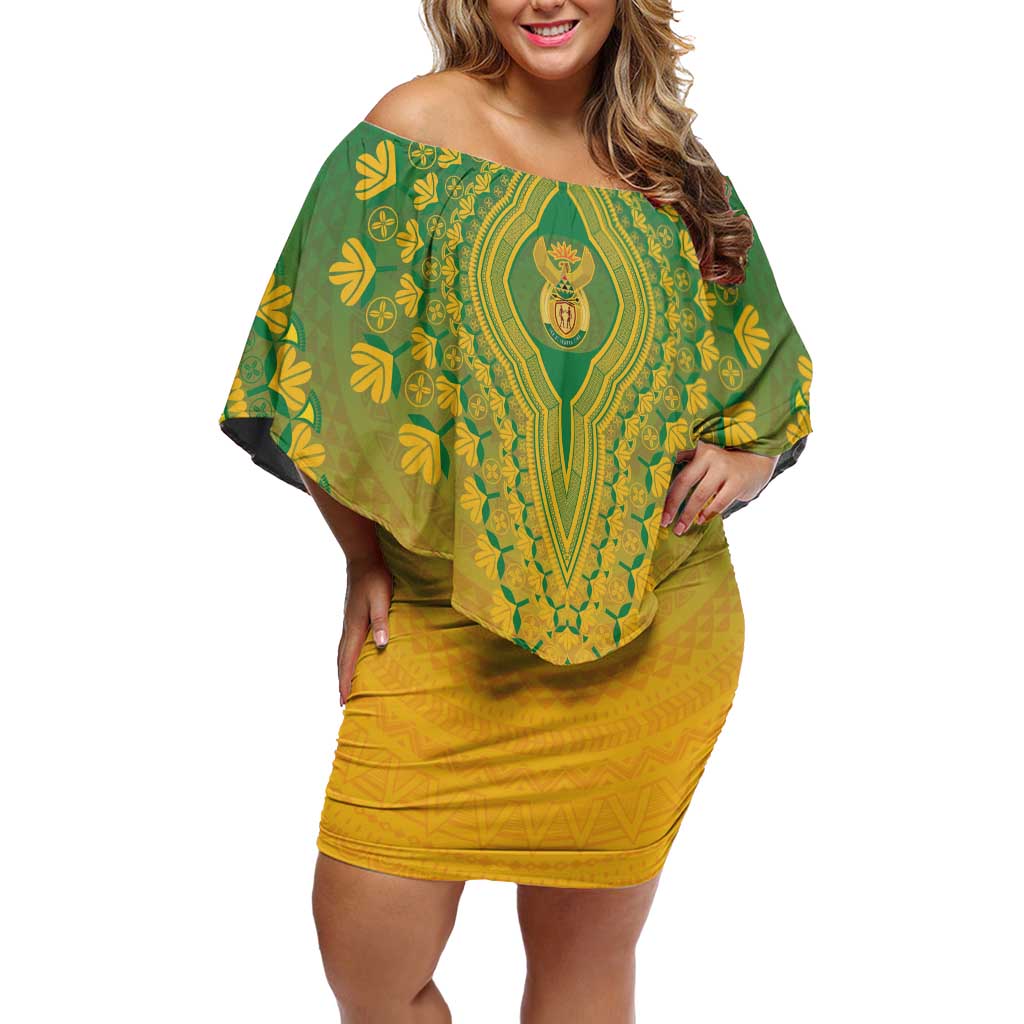 Personalized South Africa African Dashiki Family Matching Off Shoulder Short Dress and Hawaiian Shirt - Wonder Print Shop
