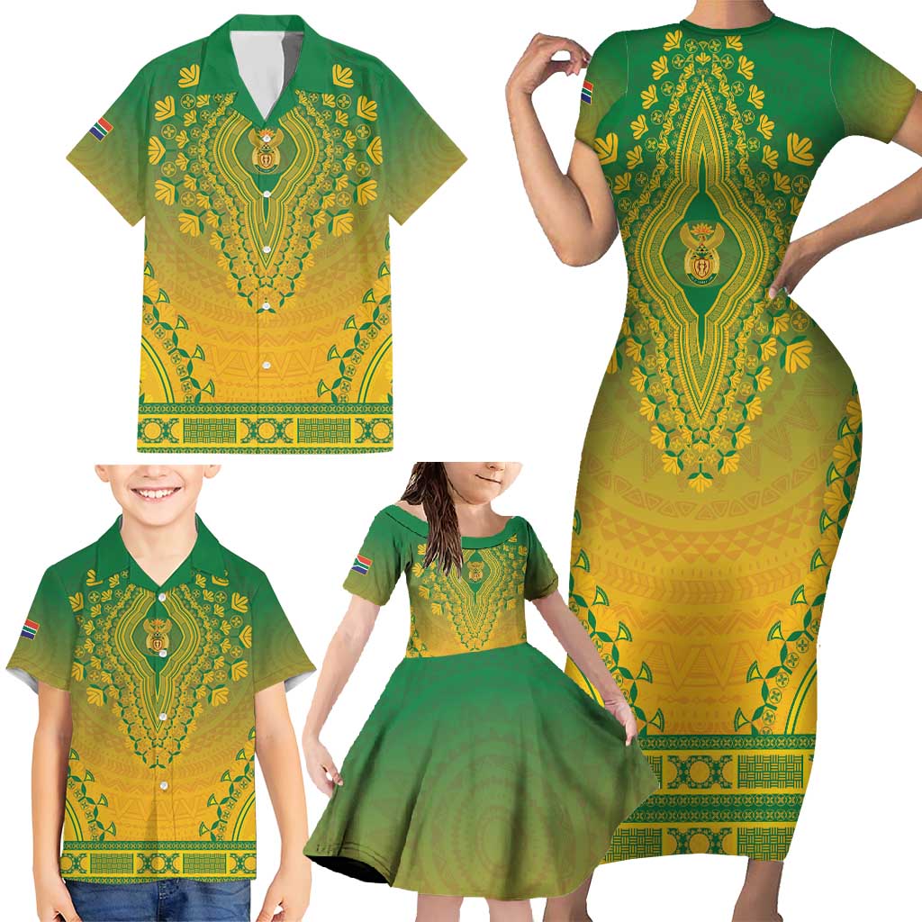 Personalized South Africa African Dashiki Family Matching Short Sleeve Bodycon Dress and Hawaiian Shirt - Wonder Print Shop
