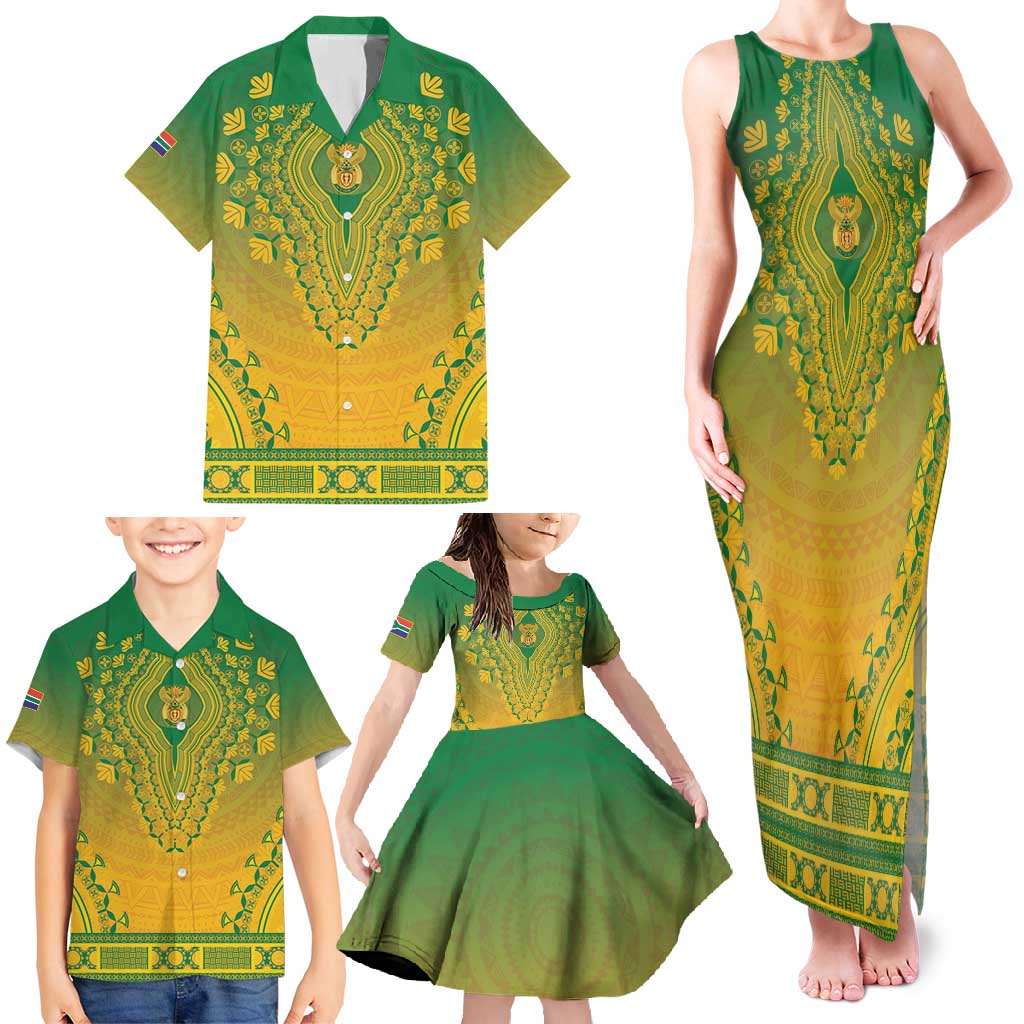 Personalized South Africa African Dashiki Family Matching Tank Maxi Dress and Hawaiian Shirt - Wonder Print Shop