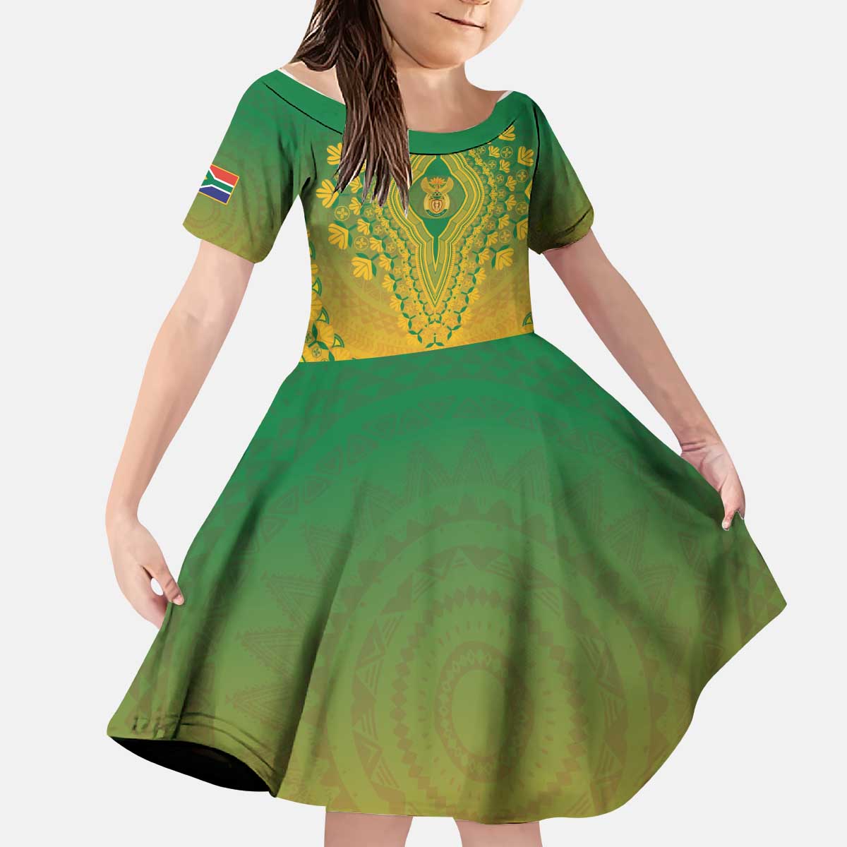 Personalized South Africa African Dashiki Kid Short Sleeve Dress - Wonder Print Shop