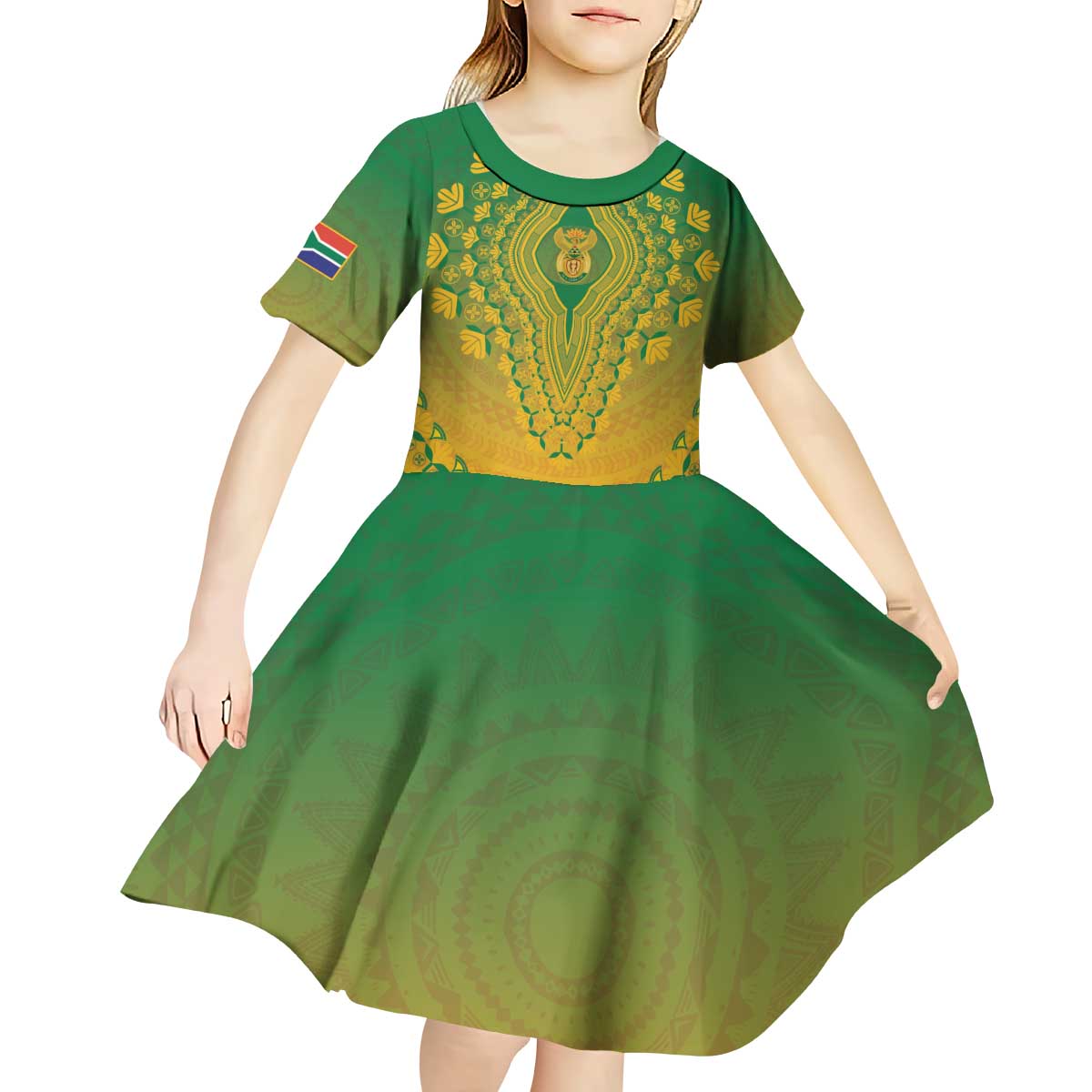 Personalized South Africa African Dashiki Kid Short Sleeve Dress - Wonder Print Shop