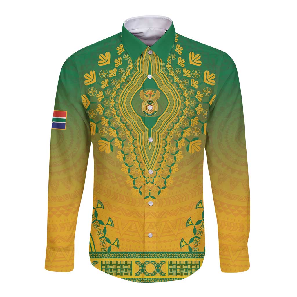 Personalized South Africa African Dashiki Long Sleeve Button Shirt - Wonder Print Shop