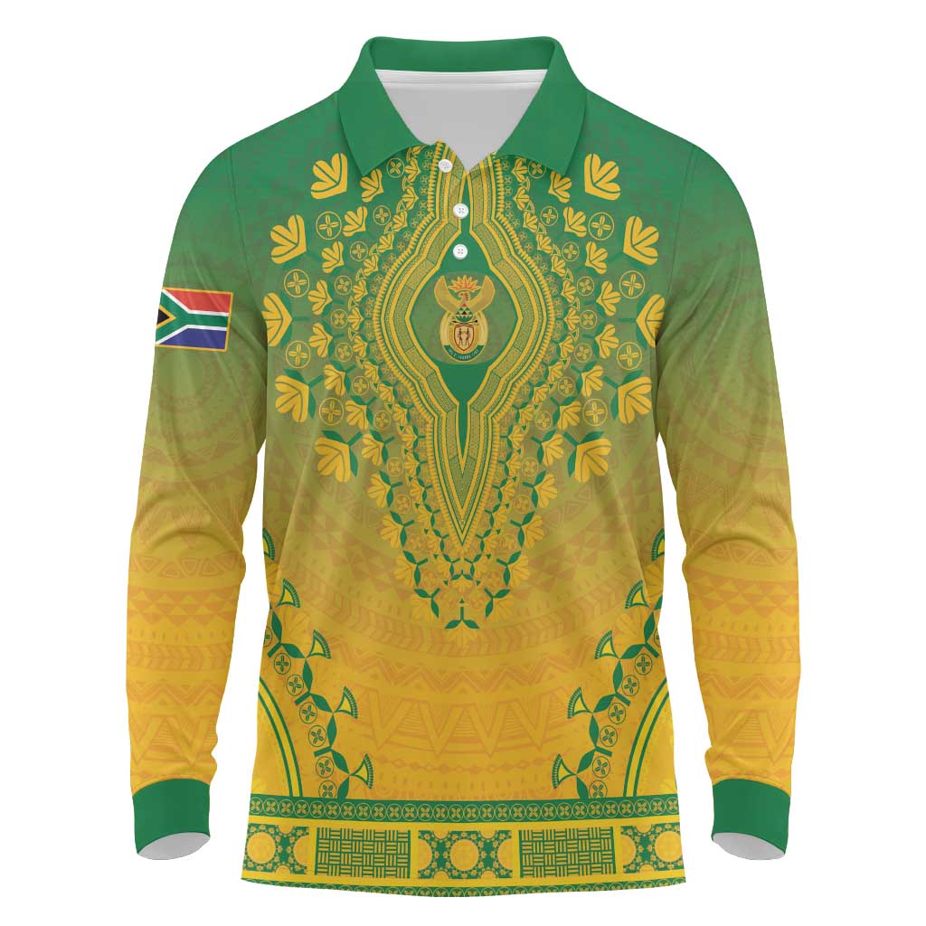 Personalized South Africa African Dashiki Long Sleeve Polo Shirt - Wonder Print Shop
