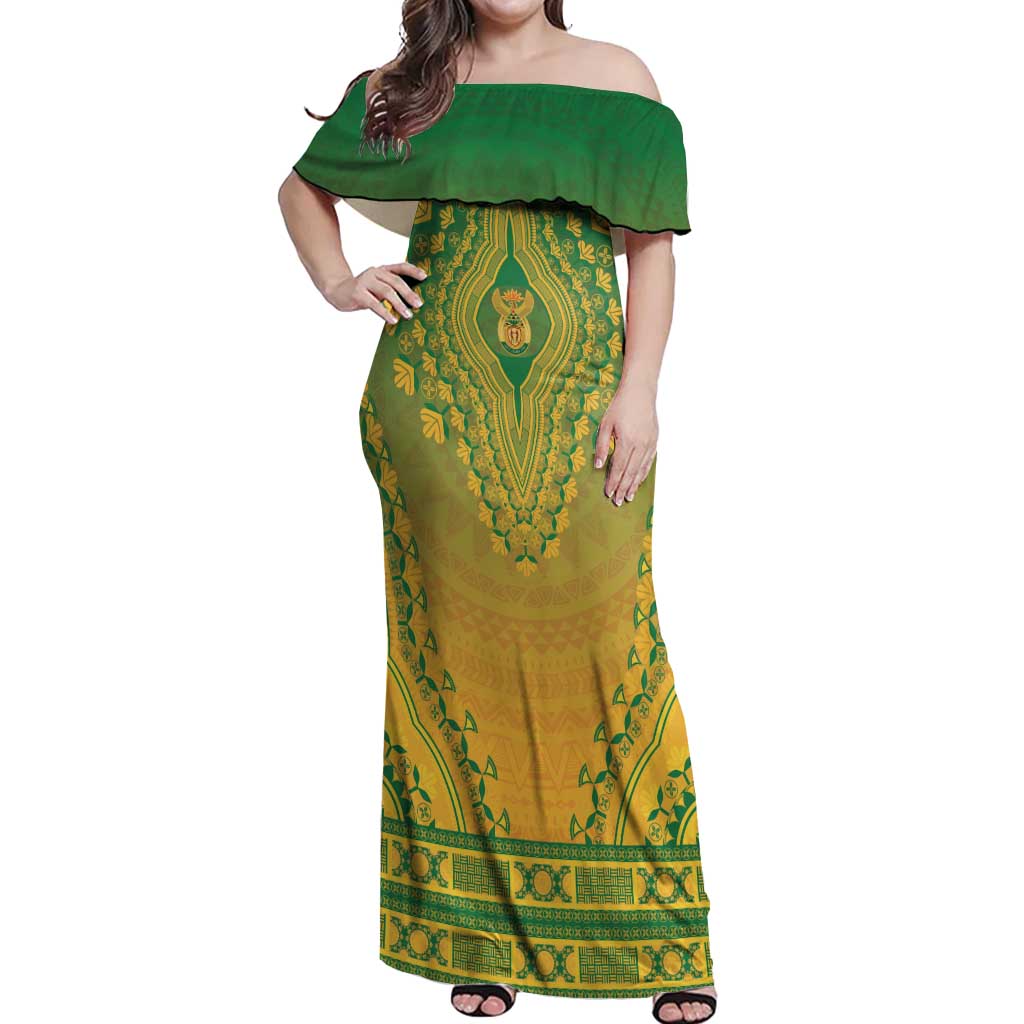 Personalized South Africa African Dashiki Off Shoulder Maxi Dress - Wonder Print Shop