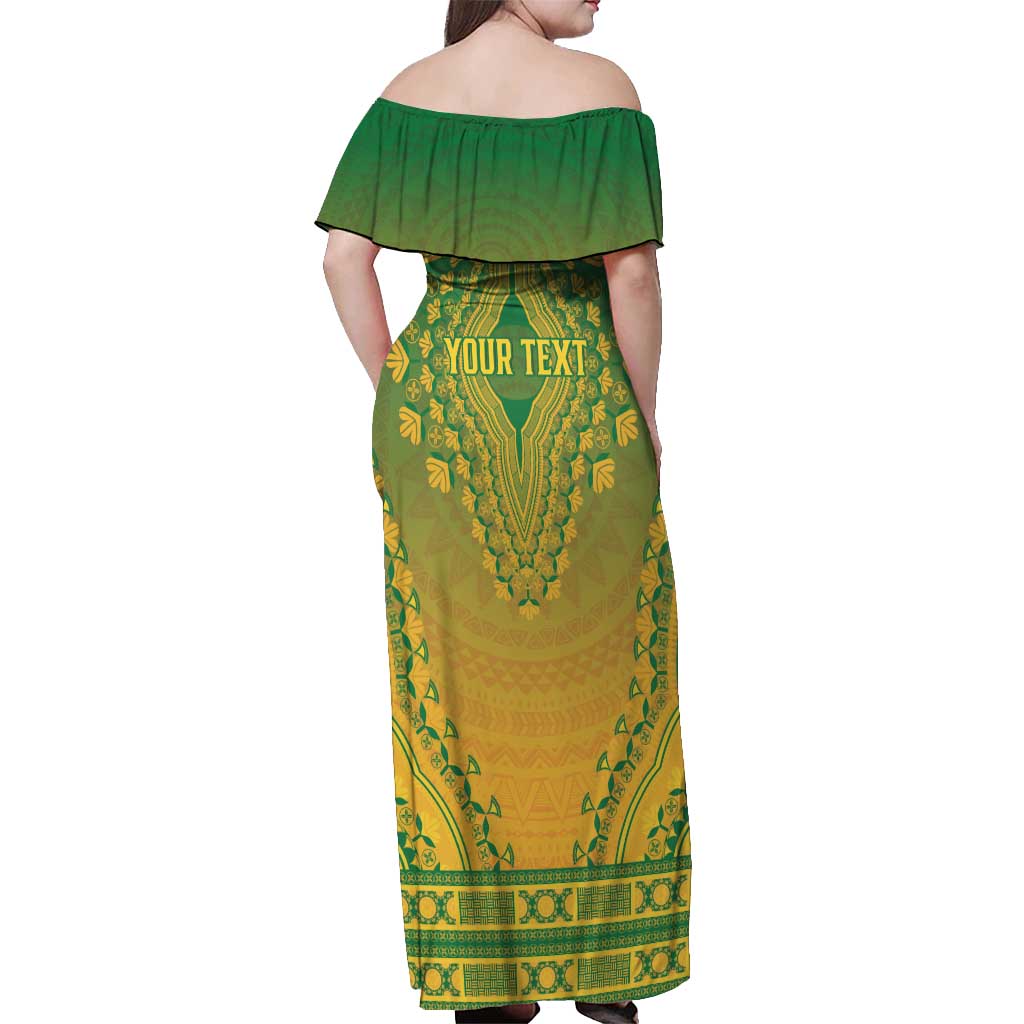 Personalized South Africa African Dashiki Off Shoulder Maxi Dress - Wonder Print Shop