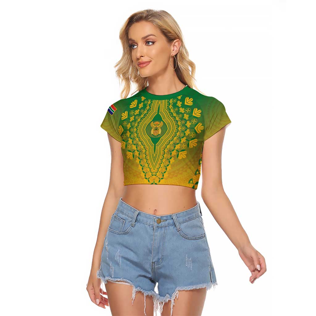 Personalized South Africa African Dashiki Raglan Cropped T Shirt - Wonder Print Shop