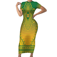 Personalized South Africa African Dashiki Short Sleeve Bodycon Dress - Wonder Print Shop