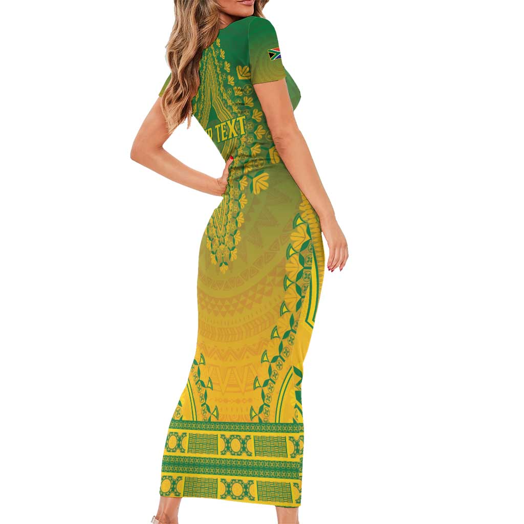 Personalized South Africa African Dashiki Short Sleeve Bodycon Dress - Wonder Print Shop