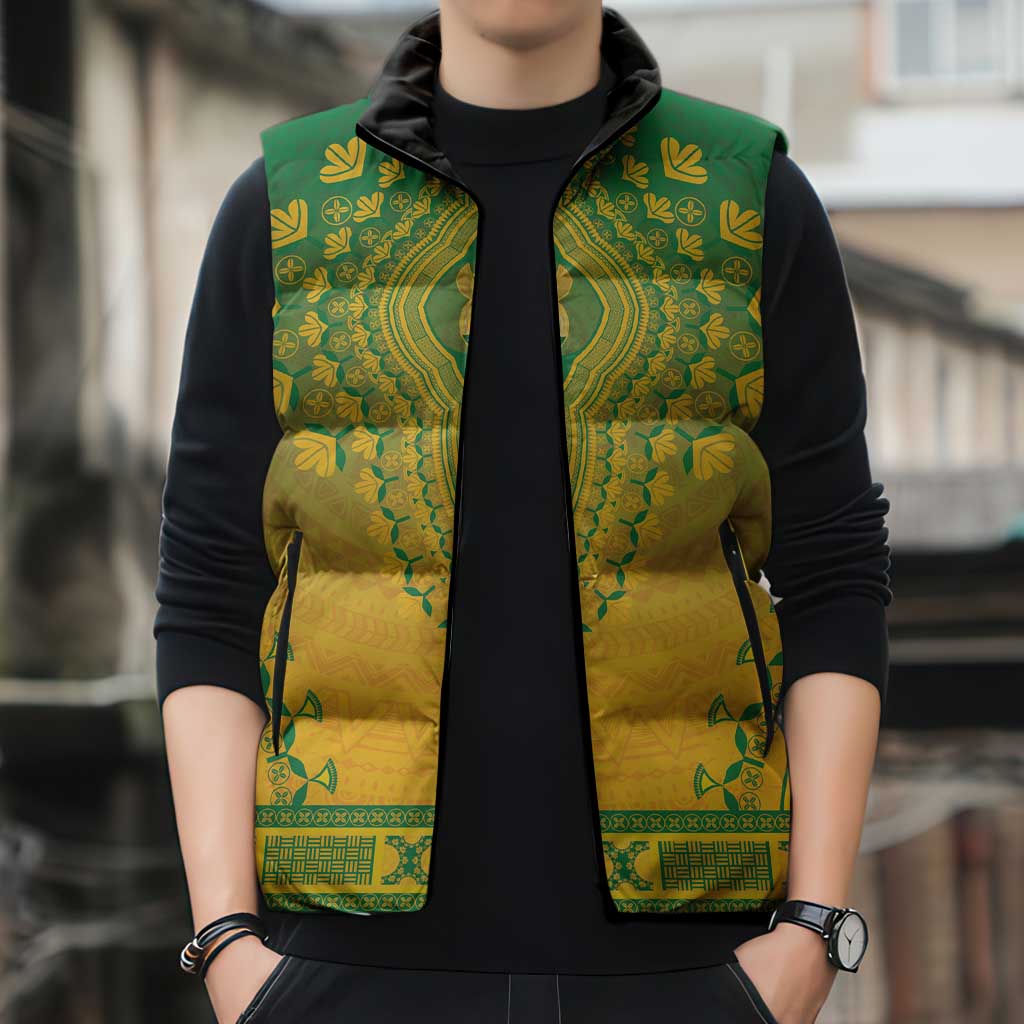 Personalized South Africa African Dashiki Sleeveless Puffer Jacket - Wonder Print Shop