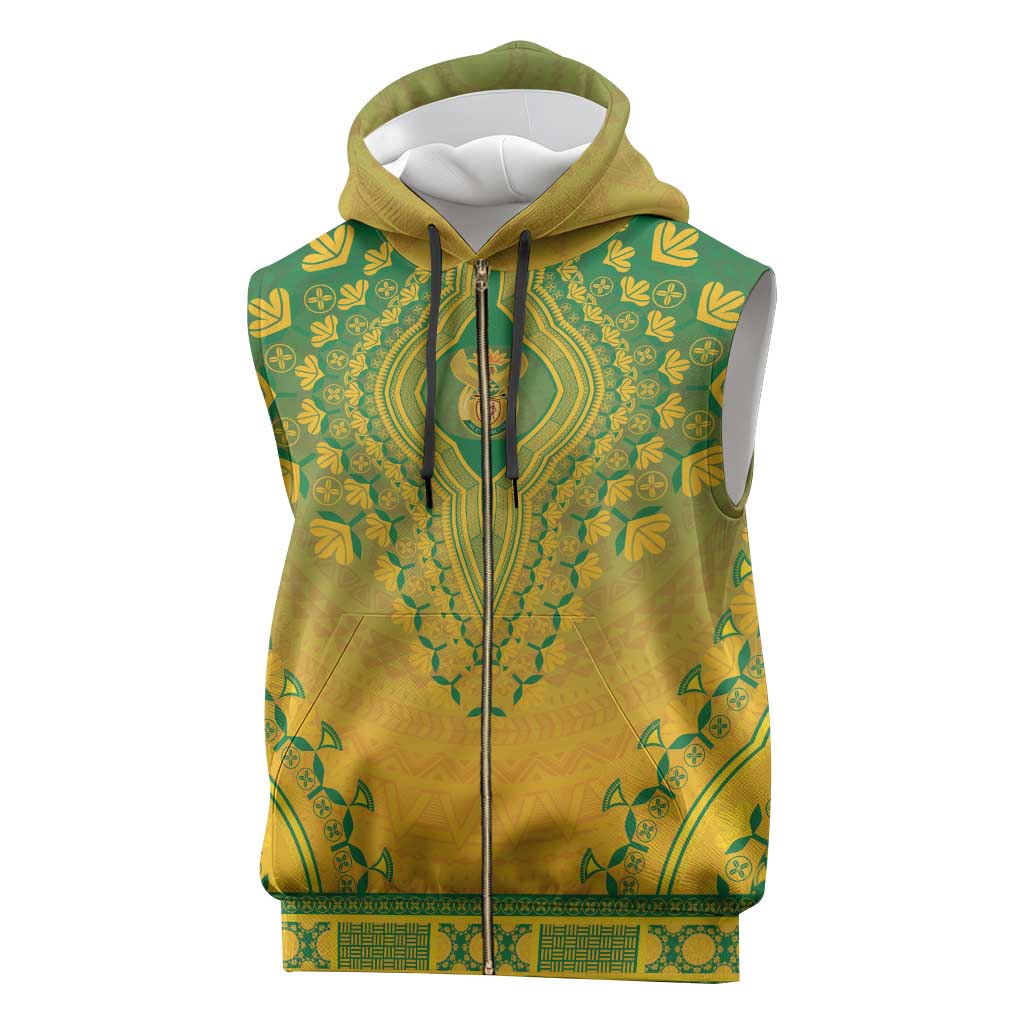 Personalized South Africa African Dashiki Sleeveless Zip Hoodie - Wonder Print Shop