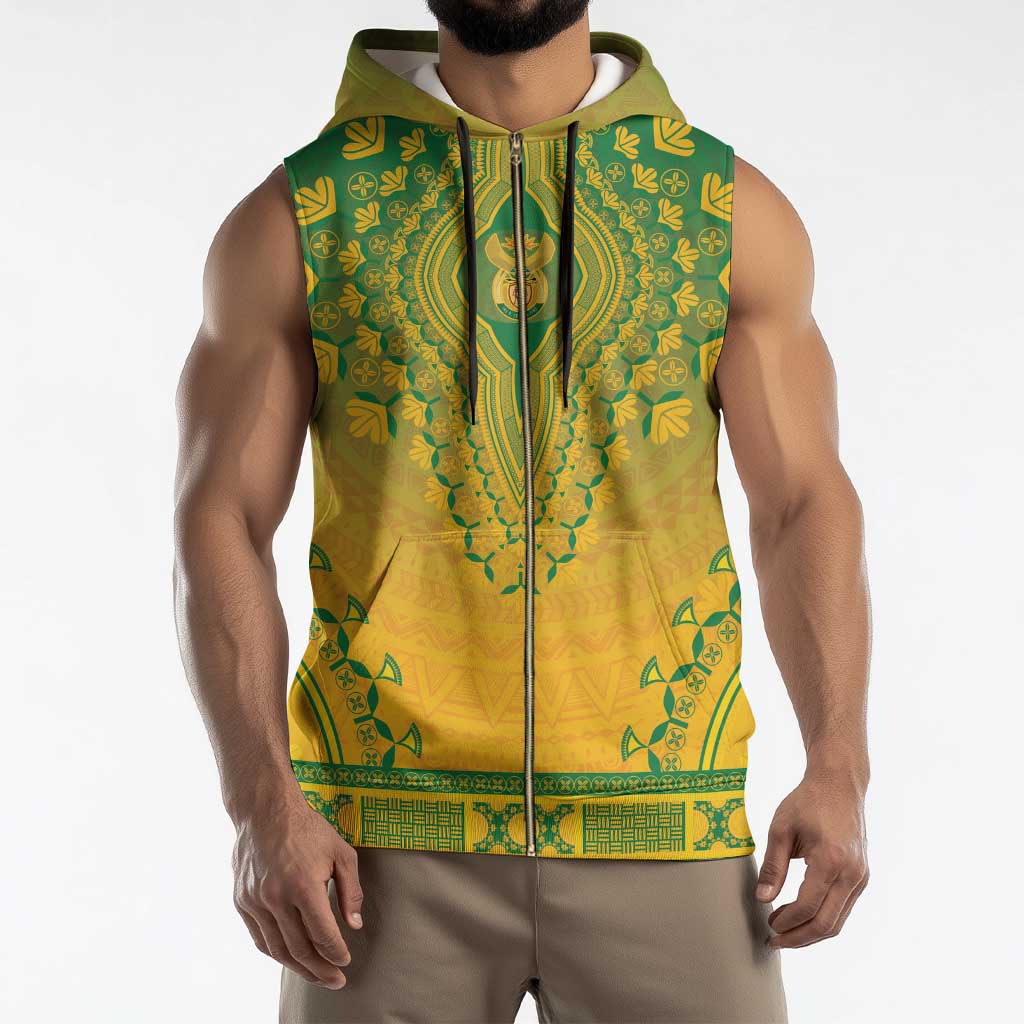 Personalized South Africa African Dashiki Sleeveless Zip Hoodie - Wonder Print Shop