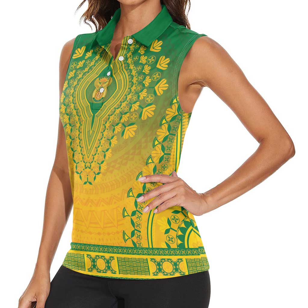 Personalized South Africa African Dashiki Women Sleeveless Polo Shirt - Wonder Print Shop