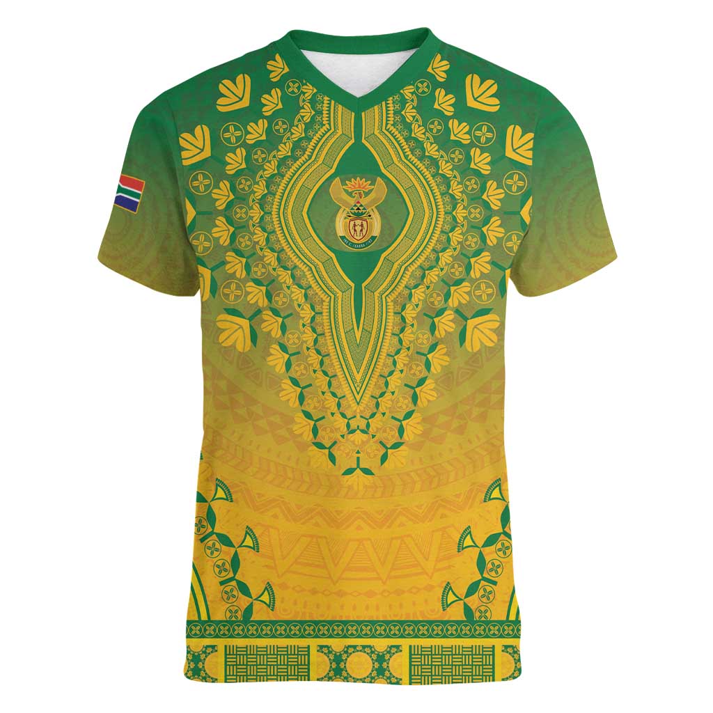 Personalized South Africa African Dashiki Women V-Neck T-Shirt - Wonder Print Shop