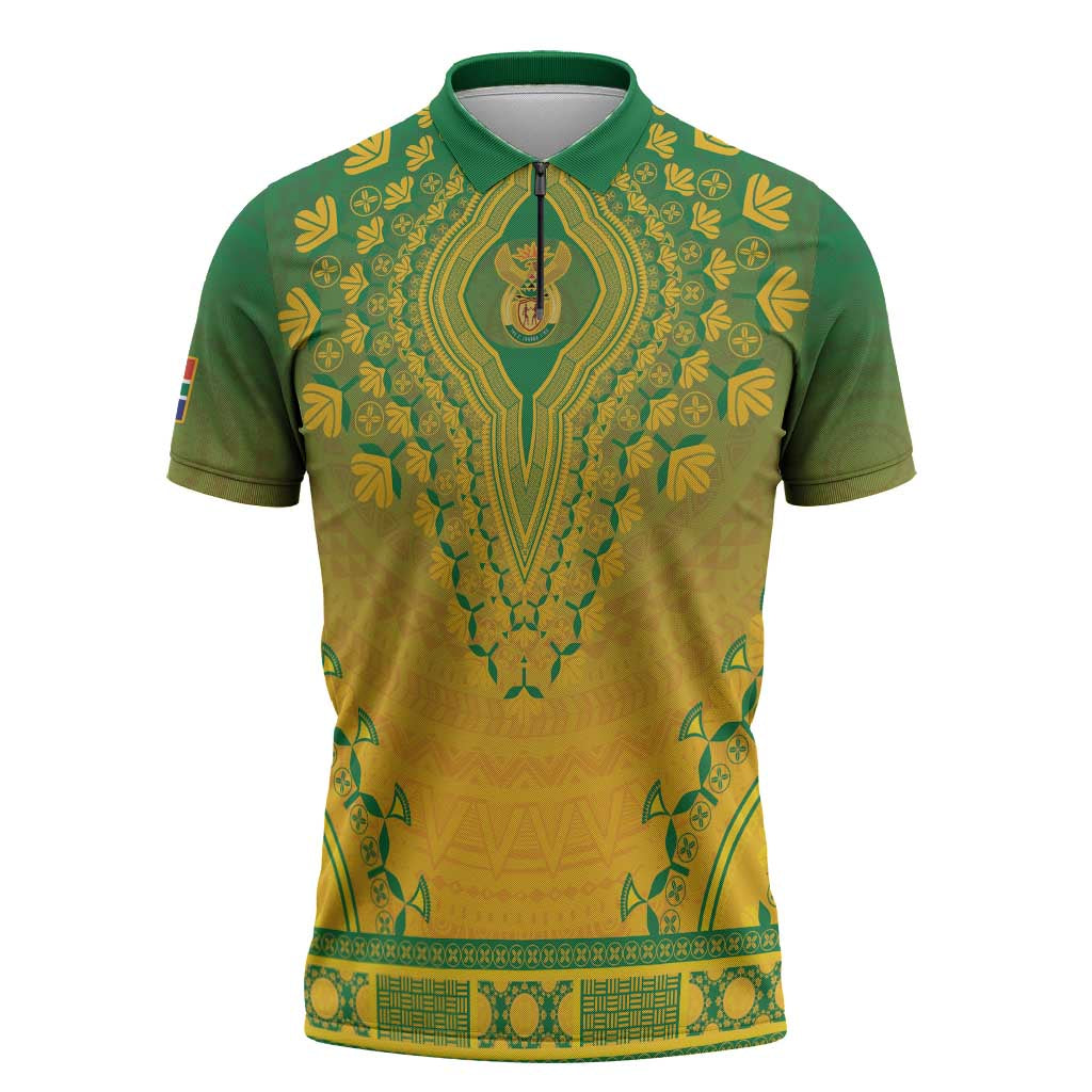 Personalized South Africa African Dashiki Zipper Polo Shirt - Wonder Print Shop