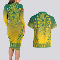Personalized Togo African Dashiki Couples Matching Long Sleeve Bodycon Dress and Hawaiian Shirt - Wonder Print Shop