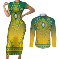 Personalized Togo African Dashiki Couples Matching Short Sleeve Bodycon Dress and Long Sleeve Button Shirt - Wonder Print Shop
