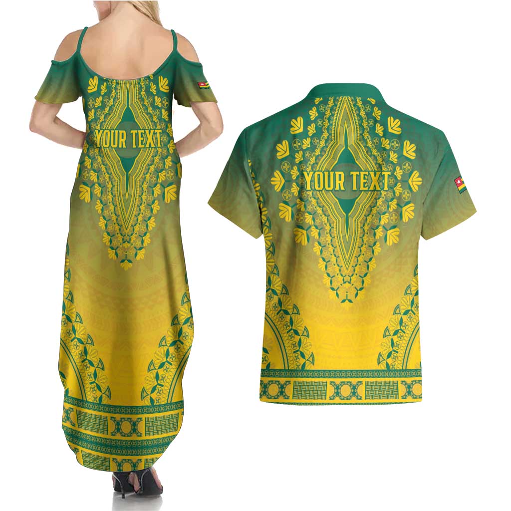 Personalized Togo African Dashiki Couples Matching Summer Maxi Dress and Hawaiian Shirt - Wonder Print Shop