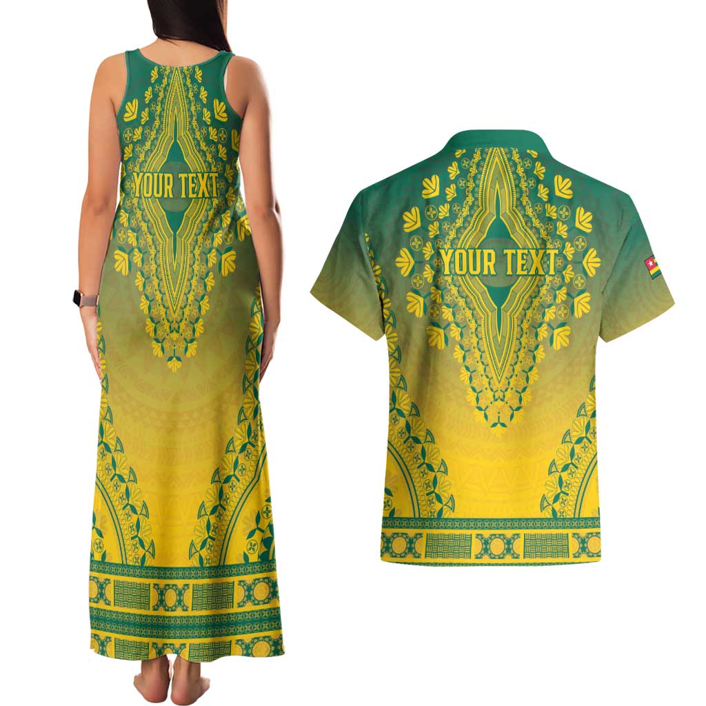 Personalized Togo African Dashiki Couples Matching Tank Maxi Dress and Hawaiian Shirt - Wonder Print Shop