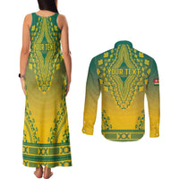Personalized Togo African Dashiki Couples Matching Tank Maxi Dress and Long Sleeve Button Shirt - Wonder Print Shop