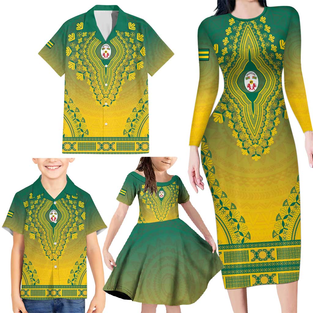 Personalized Togo African Dashiki Family Matching Long Sleeve Bodycon Dress and Hawaiian Shirt - Wonder Print Shop