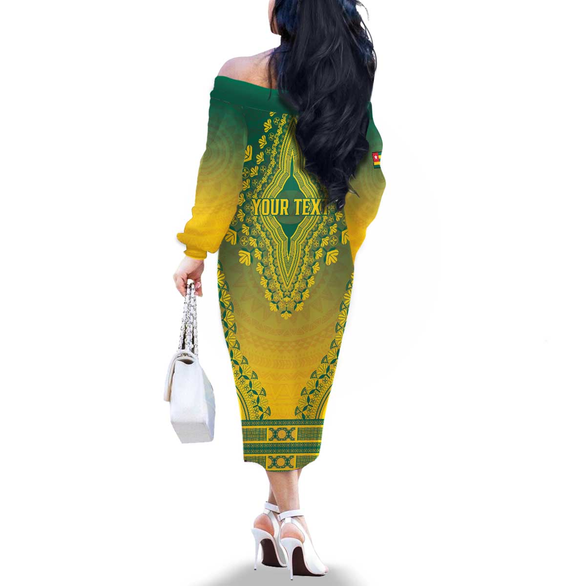 Personalized Togo African Dashiki Family Matching Off The Shoulder Long Sleeve Dress and Hawaiian Shirt - Wonder Print Shop