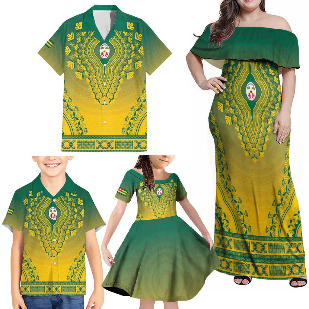 Personalized Togo African Dashiki Family Matching Off Shoulder Maxi Dress and Hawaiian Shirt - Wonder Print Shop