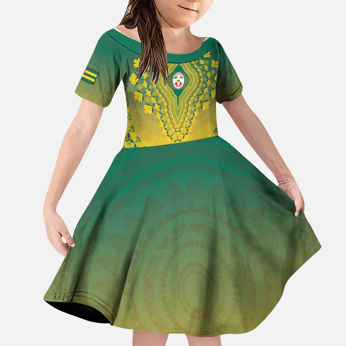 Personalized Togo African Dashiki Kid Short Sleeve Dress - Wonder Print Shop