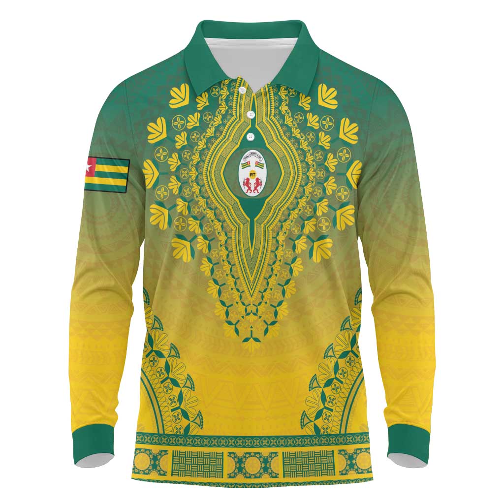 Personalized Togo African Dashiki Long Sleeve Polo Shirt - Wonder Print Shop