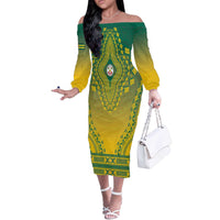 Personalized Togo African Dashiki Off The Shoulder Long Sleeve Dress - Wonder Print Shop