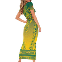 Personalized Togo African Dashiki Short Sleeve Bodycon Dress - Wonder Print Shop