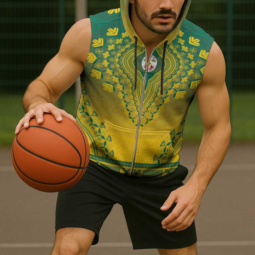 Personalized Togo African Dashiki Sleeveless Zip Hoodie - Wonder Print Shop