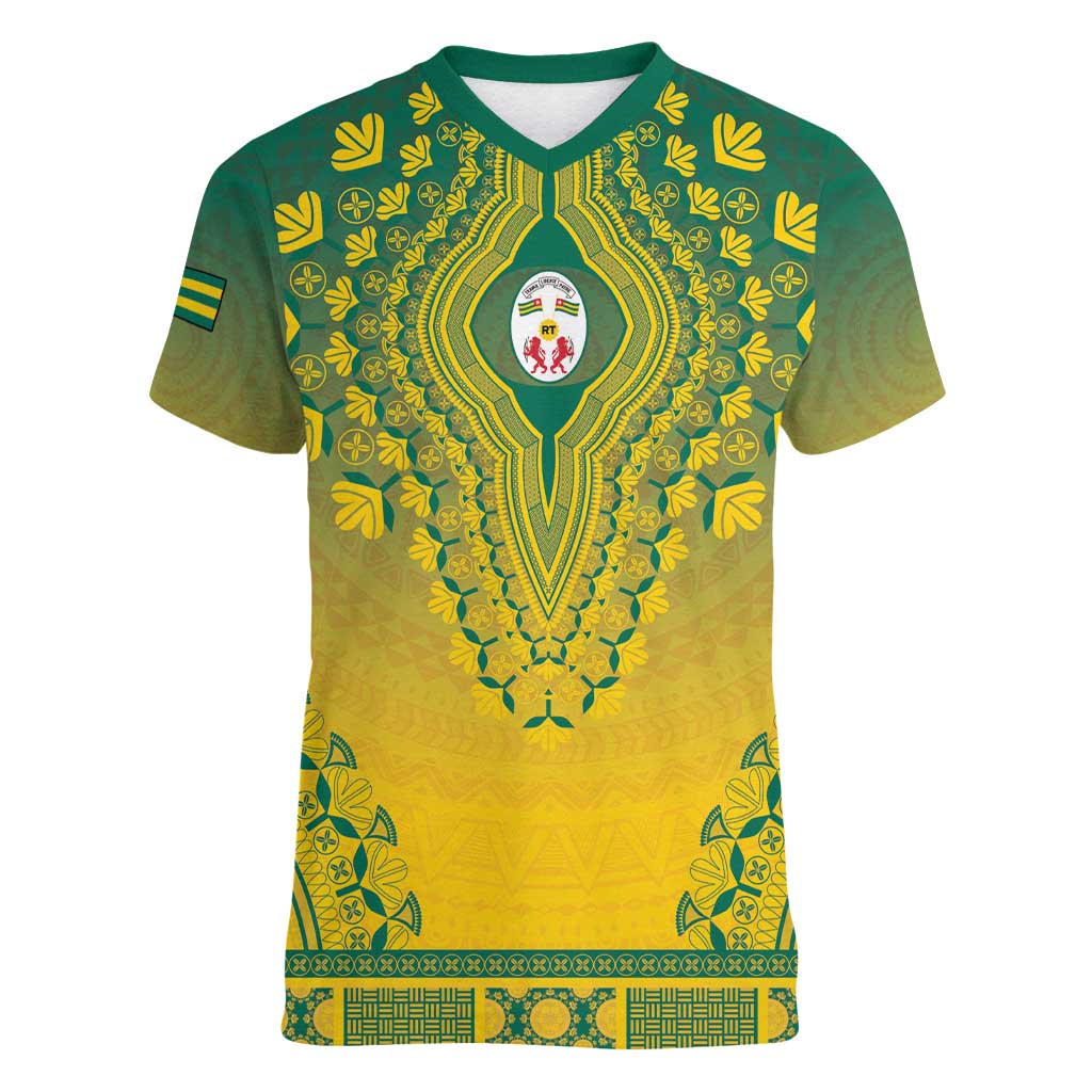 Personalized Togo African Dashiki Women V-Neck T-Shirt - Wonder Print Shop