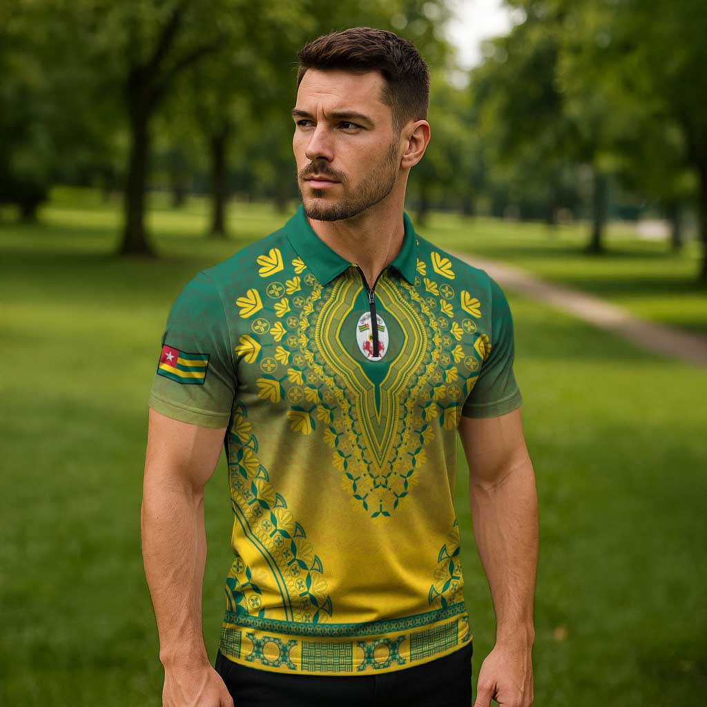 Personalized Togo African Dashiki Zipper Polo Shirt - Wonder Print Shop