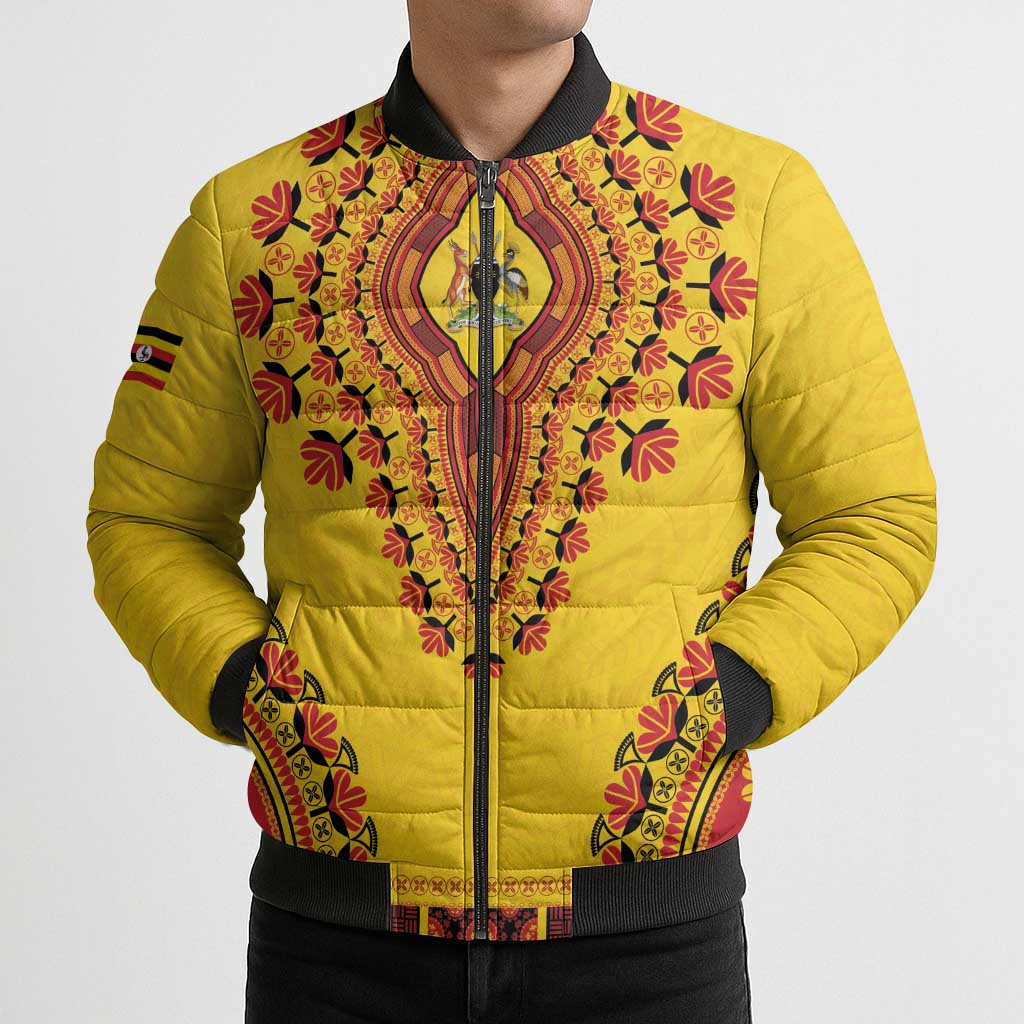 Personalized Uganda African Dashiki Bomber Puffer Jacket - Wonder Print Shop