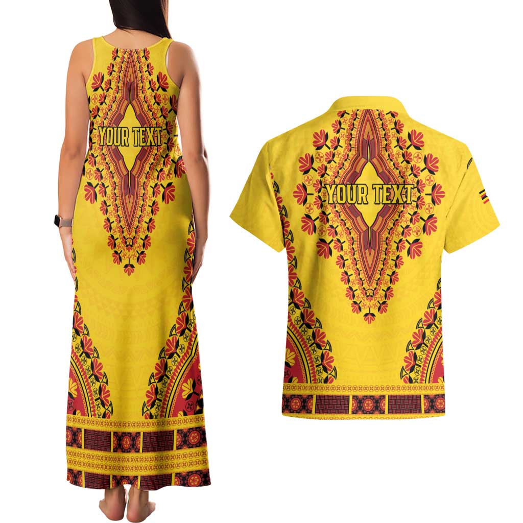 Personalized Uganda African Dashiki Couples Matching Tank Maxi Dress and Hawaiian Shirt - Wonder Print Shop