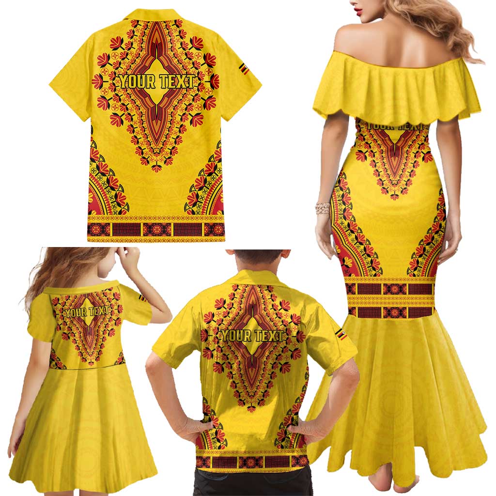 Personalized Uganda African Dashiki Family Matching Mermaid Dress and Hawaiian Shirt - Wonder Print Shop