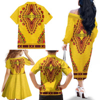 Personalized Uganda African Dashiki Family Matching Off The Shoulder Long Sleeve Dress and Hawaiian Shirt - Wonder Print Shop