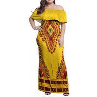 Personalized Uganda African Dashiki Family Matching Off Shoulder Maxi Dress and Hawaiian Shirt - Wonder Print Shop