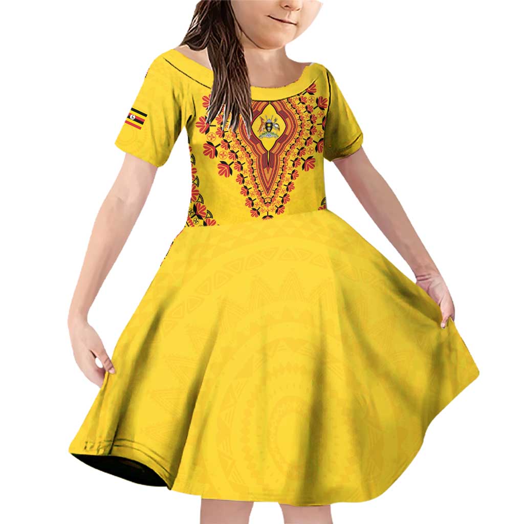 Personalized Uganda African Dashiki Family Matching Off Shoulder Short Dress and Hawaiian Shirt - Wonder Print Shop