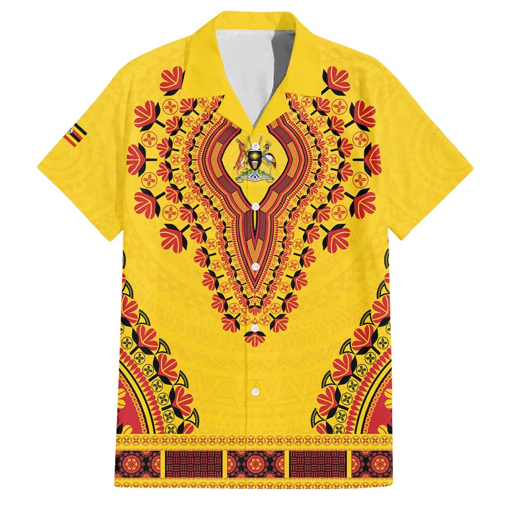 Personalized Uganda African Dashiki Family Matching Off Shoulder Short Dress and Hawaiian Shirt - Wonder Print Shop