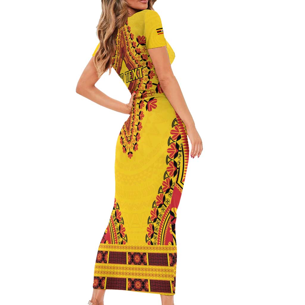 Personalized Uganda African Dashiki Family Matching Short Sleeve Bodycon Dress and Hawaiian Shirt - Wonder Print Shop