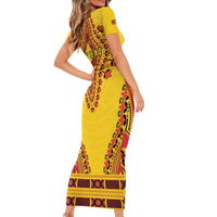 Personalized Uganda African Dashiki Family Matching Short Sleeve Bodycon Dress and Hawaiian Shirt - Wonder Print Shop