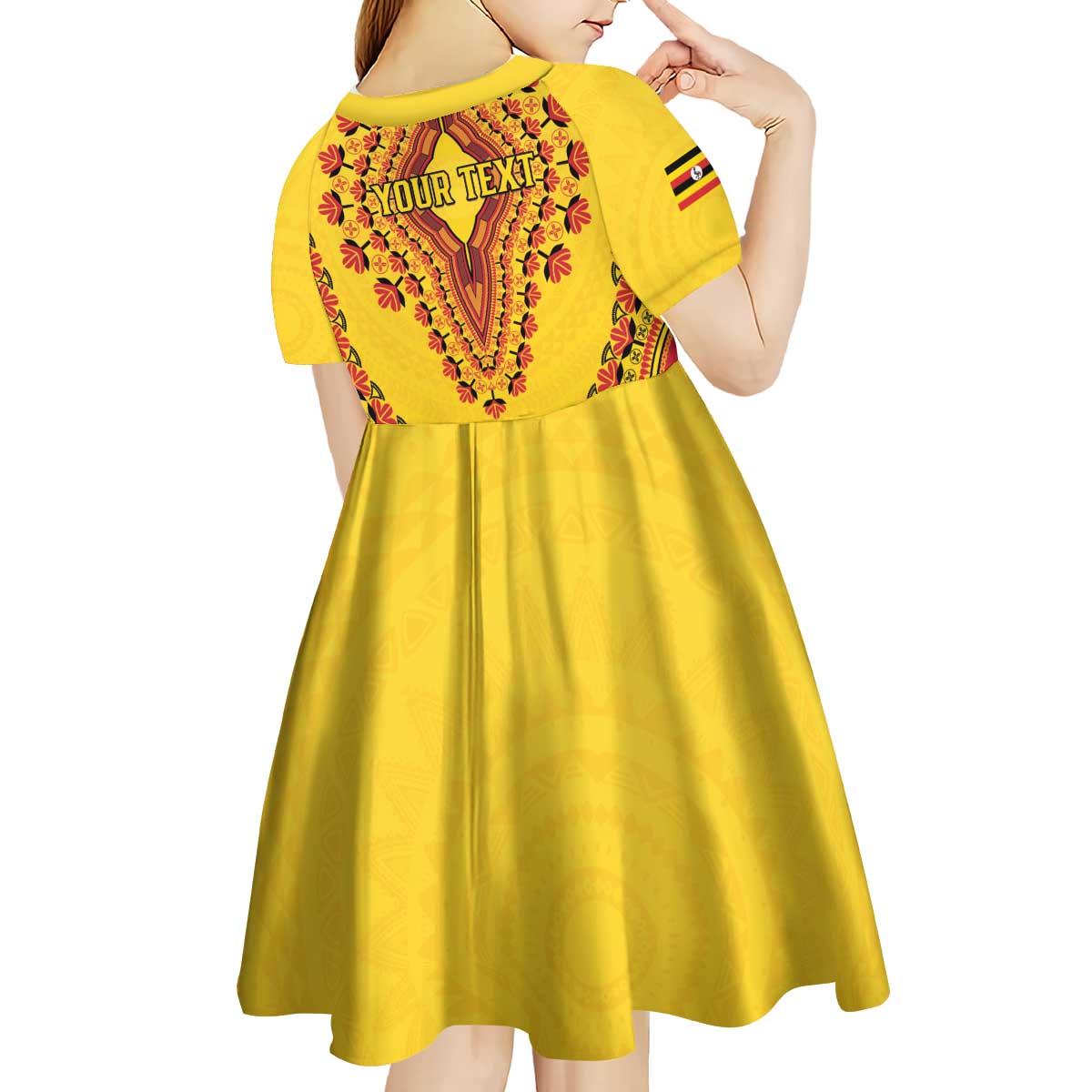 Personalized Uganda African Dashiki Kid Short Sleeve Dress - Wonder Print Shop