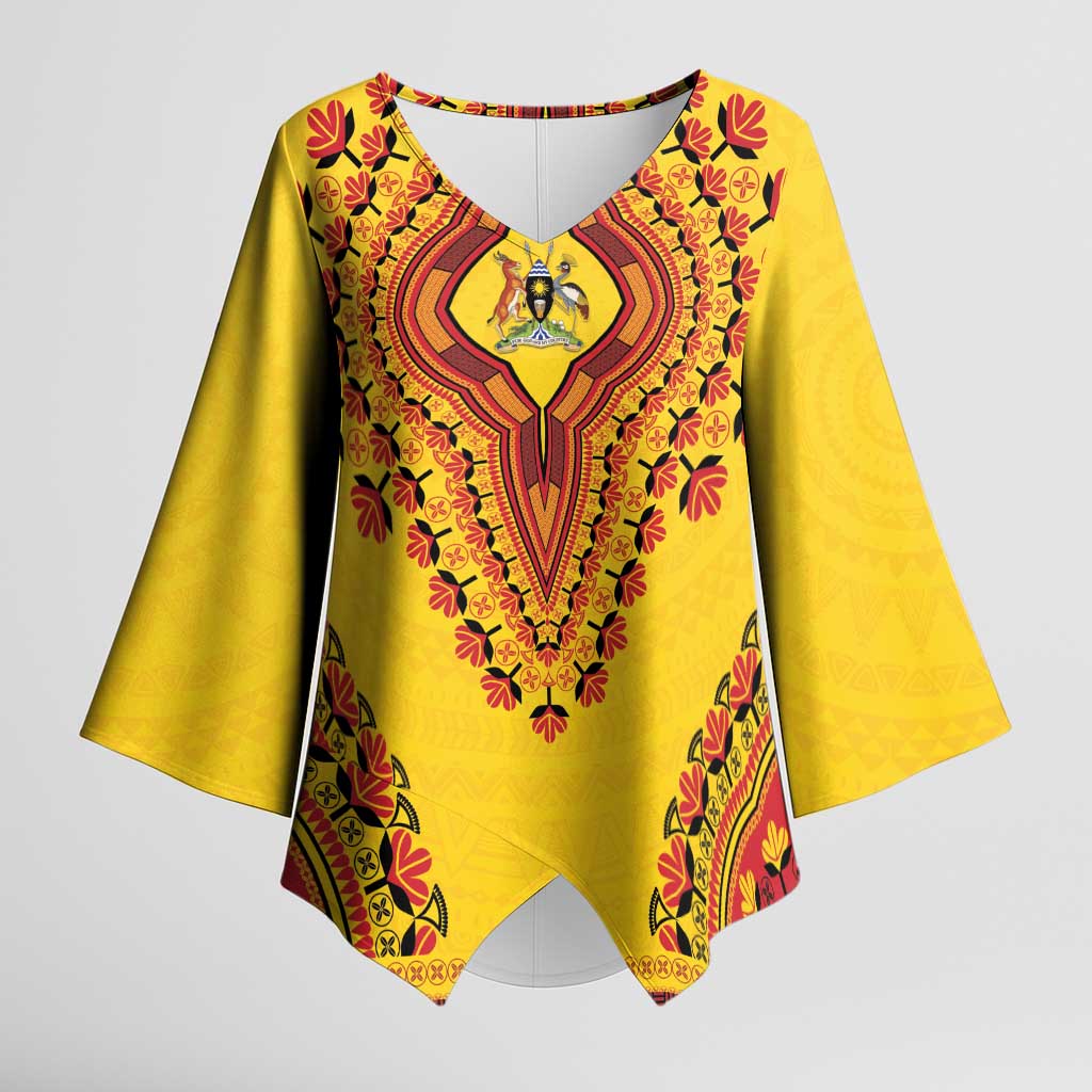 Personalized Uganda African Dashiki Kimono Sleeve Blouse - Wonder Print Shop