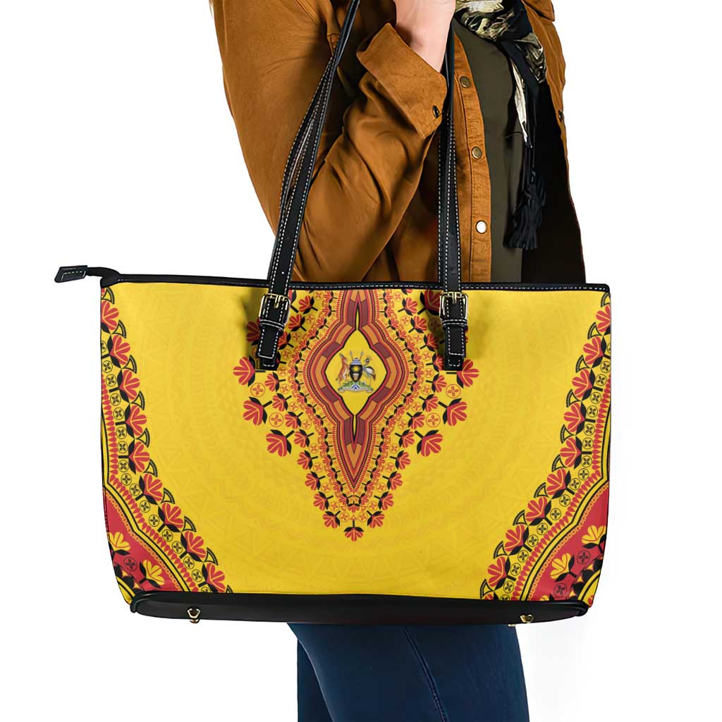 Uganda African Dashiki Leather Tote Bag - Wonder Print Shop