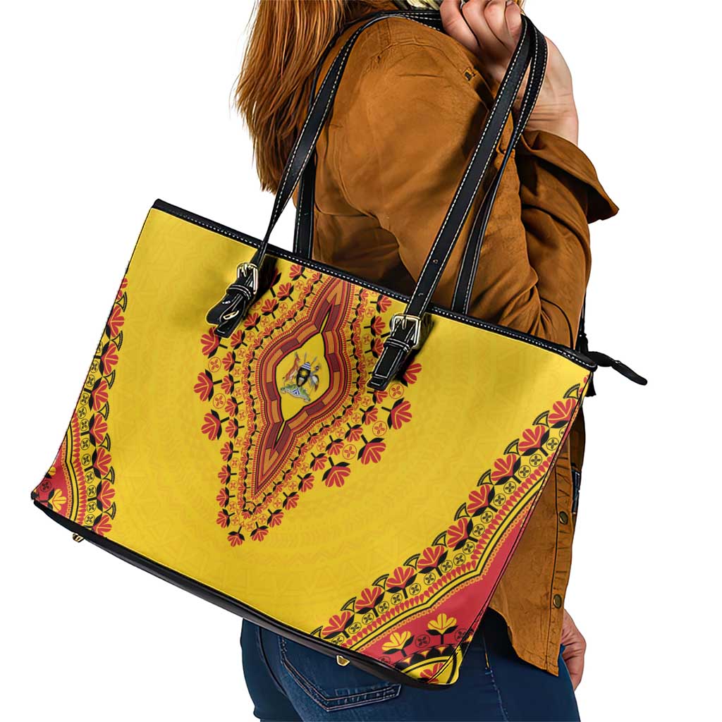 Uganda African Dashiki Leather Tote Bag - Wonder Print Shop